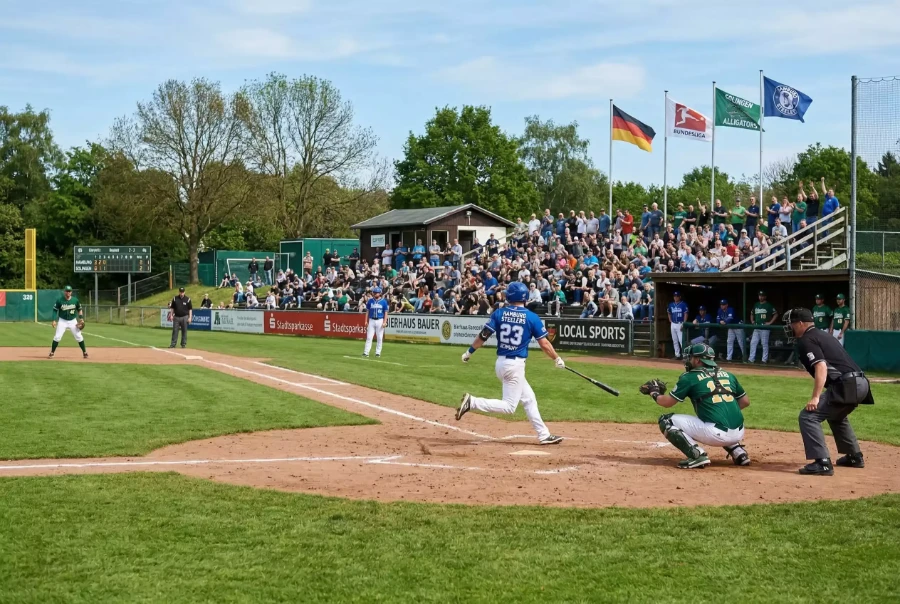 Deutsche Baseball-Bundesliga Spieler beim Spiel