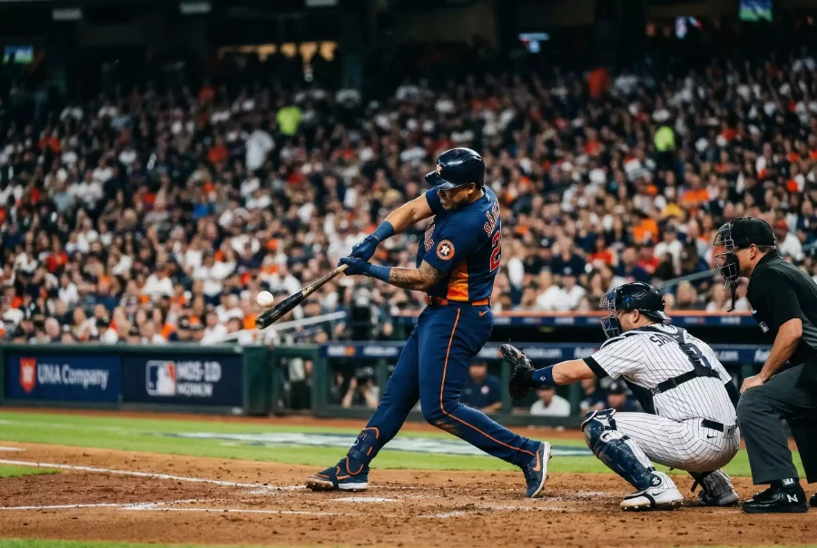 Baseball-Batter beim Schwung am Home Plate