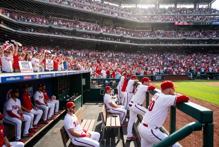 Baseball-Stadion aus Heimteam-Perspektive mit Fans