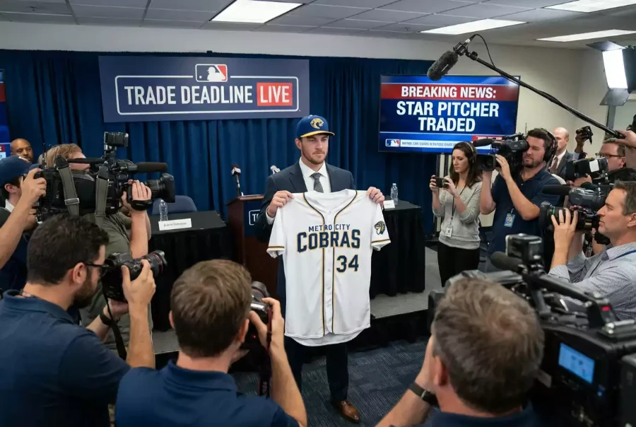 Baseball-Spieler wechselt das Team mit neuem Trikot